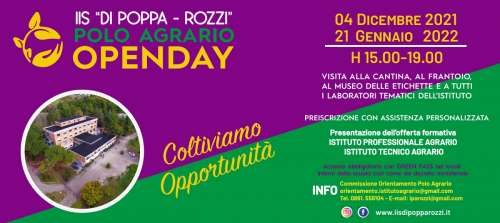 Venerdì 21 Open Day del polo Agrario "Di Poppa Rozzi"