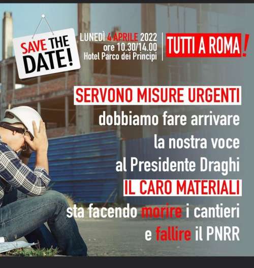 Caro-materiali, i costruttori edili aderenti all'Aniem incontrano Draghi