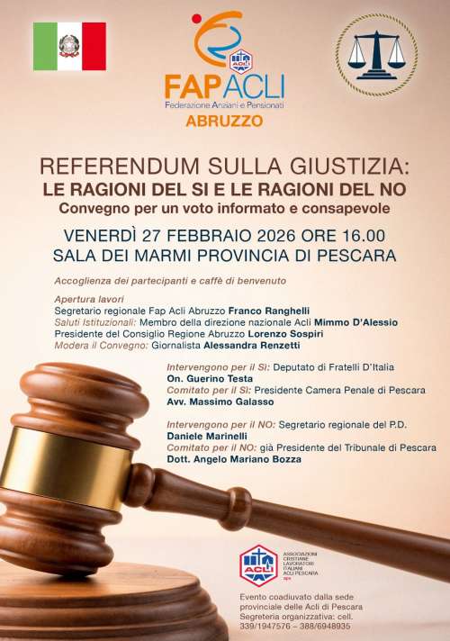 A Pescara un confronto pubblico sul referendum sulla giustizia: in campo le ragioni del SI e del NO