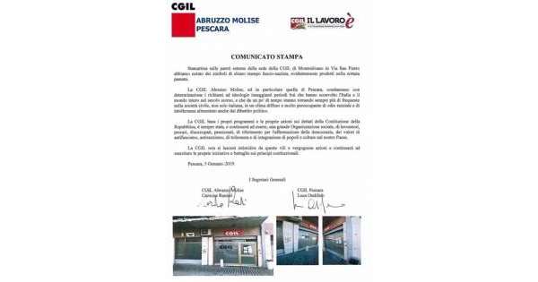                    Svastiche su pareti sede, sdegno Cgil          