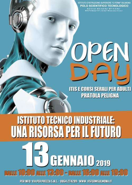 Pratola Peligna, Open Day ITI il 13 gennaio
